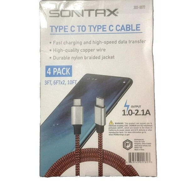 😍SONTAX Type C to Type C Data Cables Durable Braided‎  4 Pack LOW PRICE - Picture 5 of 6